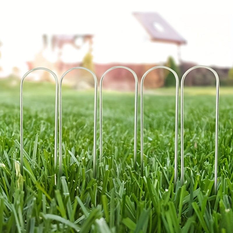 50pcs Landscape Staples 15 24 Cm Heavy Duty Galvanized Garden Ground Stakes
