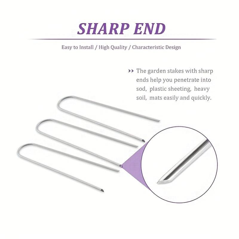 50pcs Landscape Staples 15 24 Cm Heavy Duty Galvanized Garden Ground Stakes