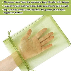 100pcs Fruit Protection Bag Green Mesh Bag Rope Net Fruit Protector Mango Tomato