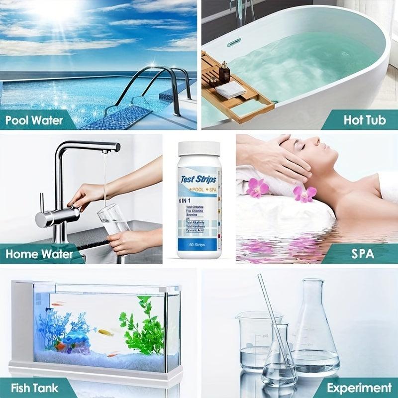 50pcs Pool Test Strips 6-in-1 or 3-in-1 Kit for Spa & Pool Water Testing