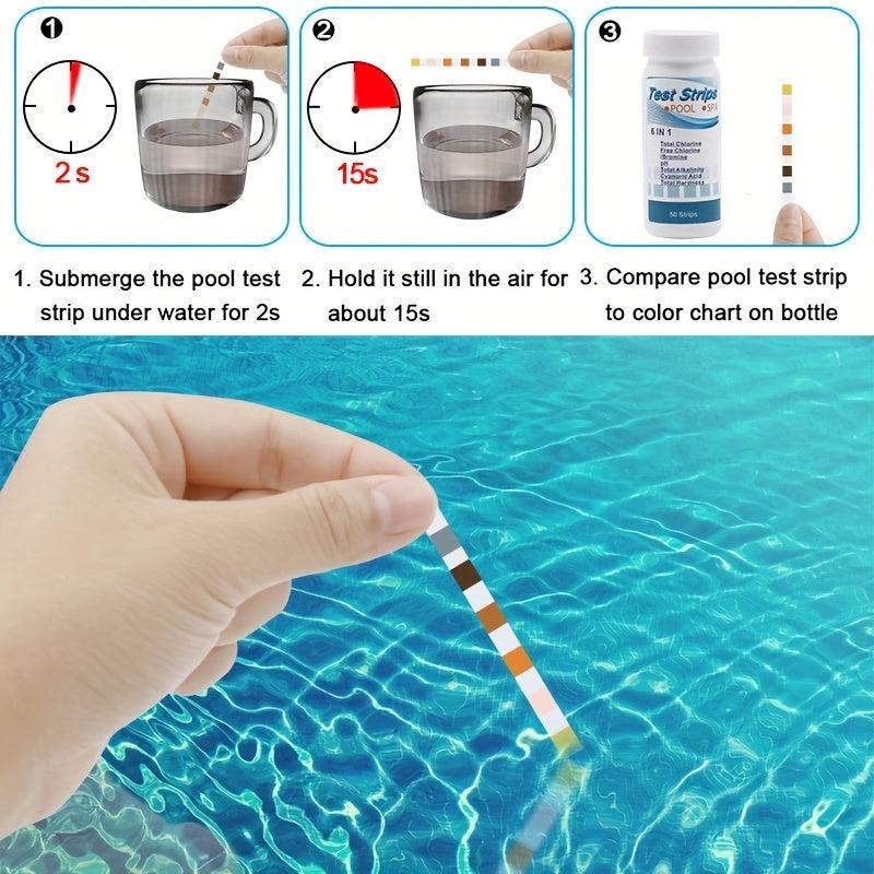 50pcs Pool Test Strips 6-in-1 or 3-in-1 Kit for Spa & Pool Water Testing