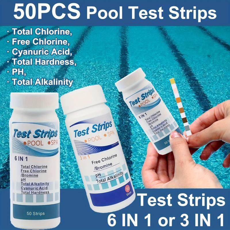50pcs Pool Test Strips 6-in-1 or 3-in-1 Kit for Spa & Pool Water Testing
