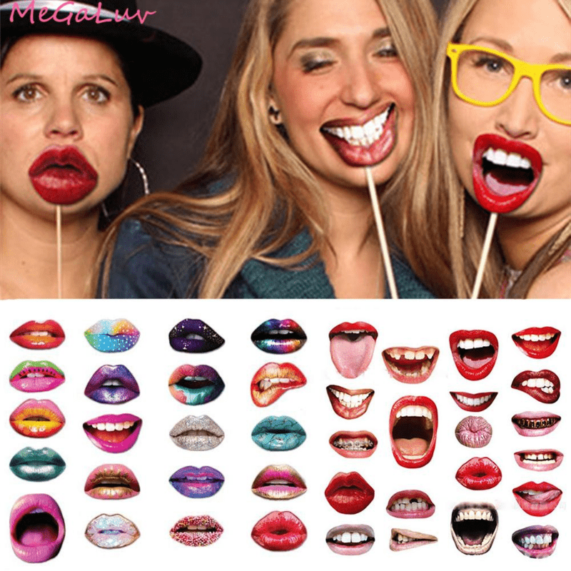 20pcs Funny Lip Mouth Photobooth Props Wedding Birthday Party Decorations