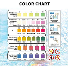 6 Way Spa Test Strips for Pool Hot Tub - Chlorine PH Alkalinity