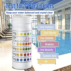 6 Way Spa Test Strips for Pool Hot Tub - Chlorine PH Alkalinity