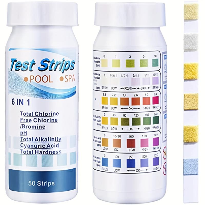 6 Way Spa Test Strips for Pool Hot Tub - Chlorine PH Alkalinity