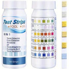 6 Way Spa Test Strips for Pool Hot Tub - Chlorine PH Alkalinity