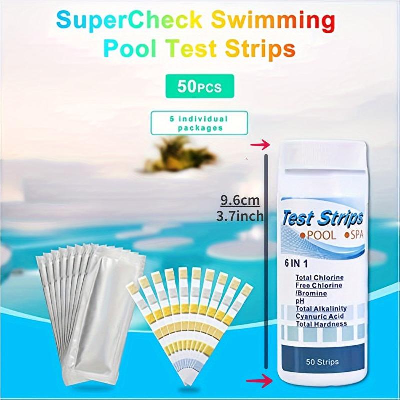 6 Way Spa Test Strips for Pool Hot Tub - Chlorine PH Alkalinity