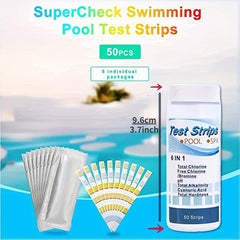 6 Way Spa Test Strips for Pool Hot Tub - Chlorine PH Alkalinity