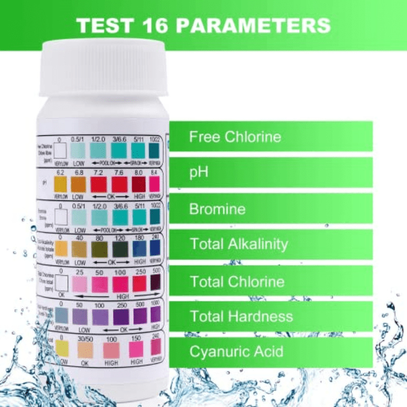 50 100 Pool Spa Test Strips Bromine Alkalinity PH Chlorine Hardness for Hot Tub