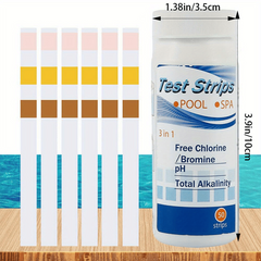 50 Packs 3 In 1 Pool Test Strips - PH Chlorine Bromine Alkaline Water Test Paper