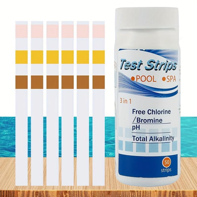 50 Packs 3 In 1 Pool Test Strips - PH Chlorine Bromine Alkaline Water Test Paper