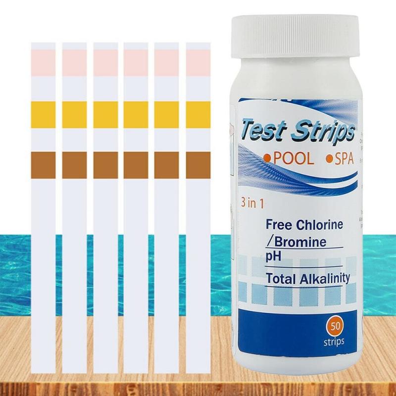 50 Packs 3 In 1 Pool Test Strips - PH Chlorine Bromine Alkaline Water Test Paper