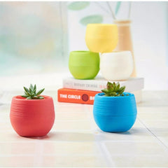 Round Mini Flower Pot Creative Pots Indoor Outdoor Home Decor