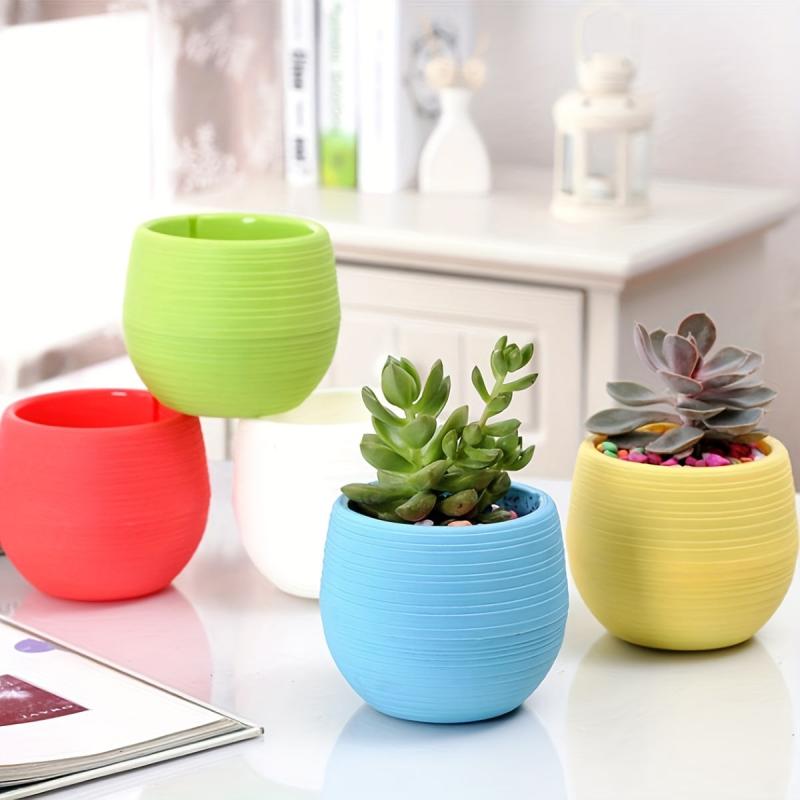 Round Mini Flower Pot Creative Pots Indoor Outdoor Home Decor