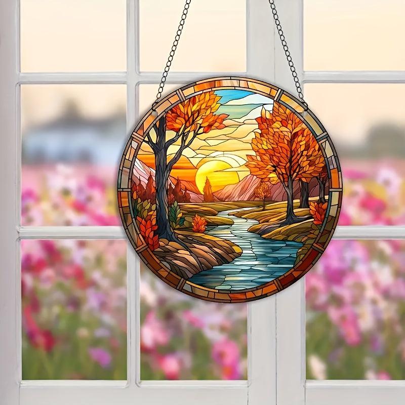 Acrylic Autumn Stain Window Hanging Home Decoration 3D Pattern Painted Panel