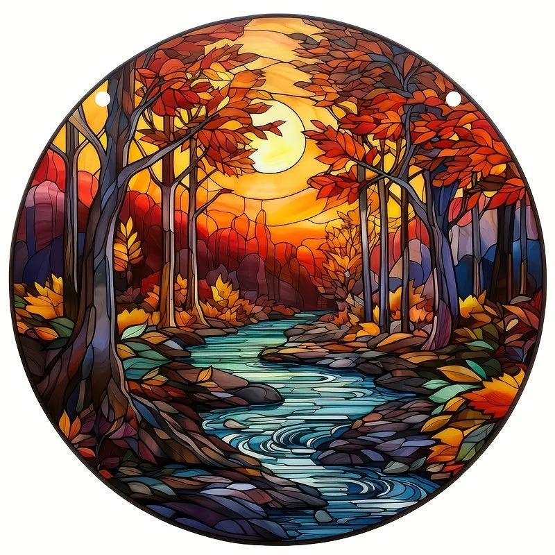 Acrylic Autumn Stain Window Hanging Home Decoration 3D Pattern Painted Panel