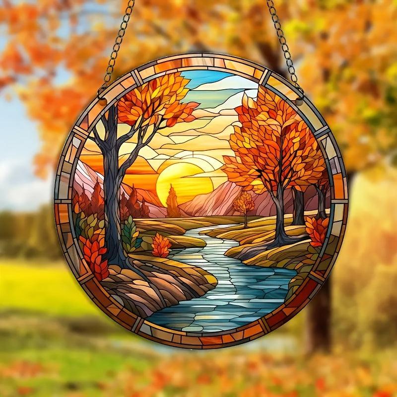 Acrylic Autumn Stain Window Hanging Home Decoration 3D Pattern Painted Panel