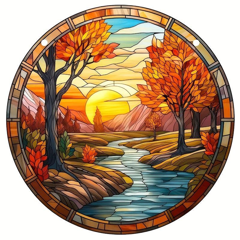 Acrylic Autumn Stain Window Hanging Home Decoration 3D Pattern Painted Panel