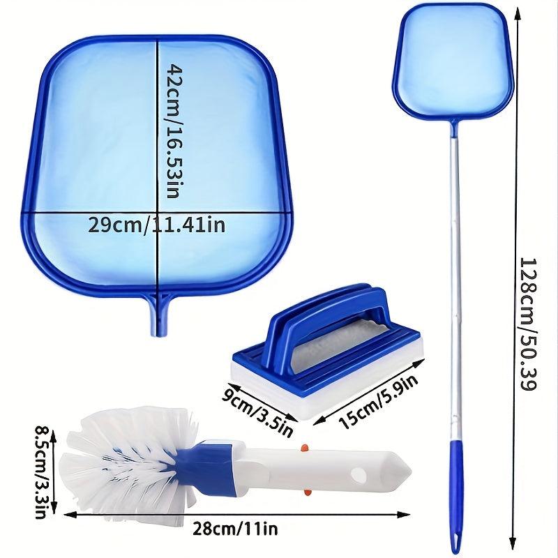 5 Section Aluminum Pool Cleaning Kit Skimmer & Brush for Hot Tubs Ponds Spas