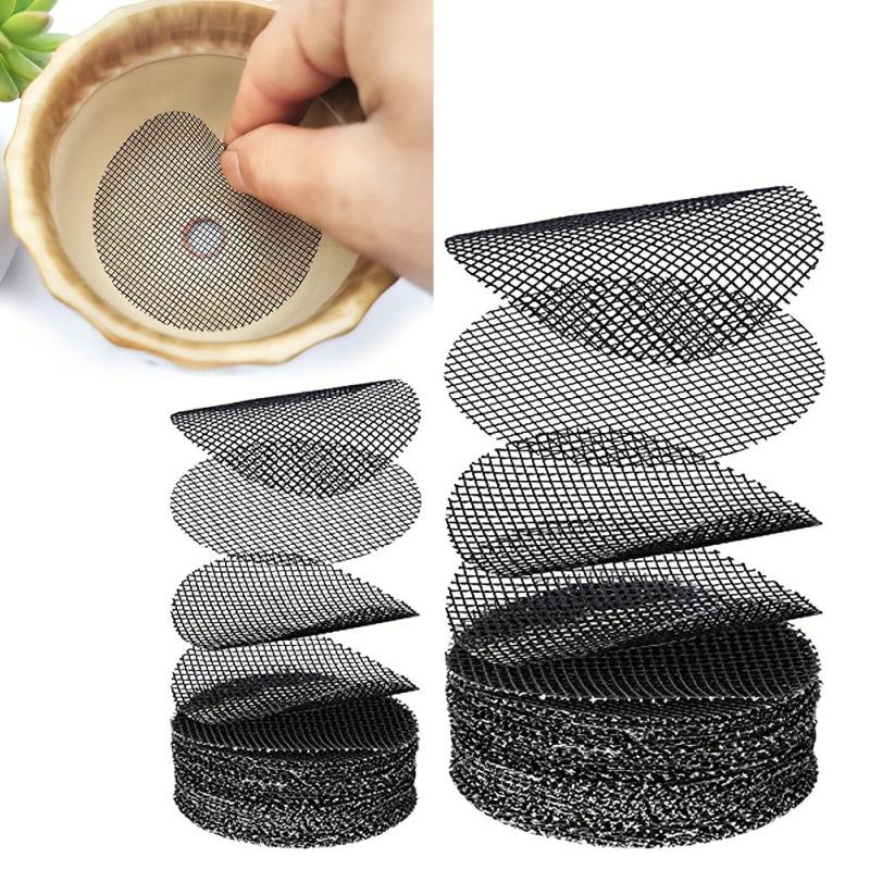50pcs Flower Pot Hole Mesh Pad Round Drainage Hole Screens Prevent Soil Loss