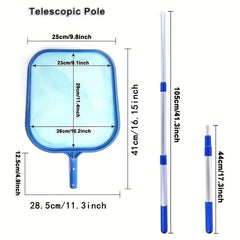 Pool Skimmer Net & Telescopic Pole Leaf Skimmer Mesh Rake for Spa Pond Pool