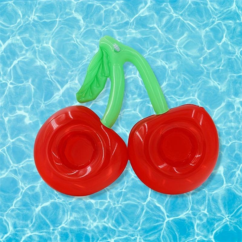 Inflatable Cherry Beverage Cup Holder Pool Floating Bar Coaster