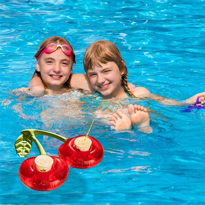 Inflatable Cherry Beverage Cup Holder Pool Floating Bar Coaster