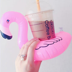 Inflatable Flamingo Cup Holder for Pool Fun