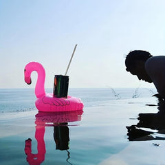 Inflatable Flamingo Cup Holder for Pool Fun