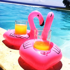 Inflatable Flamingo Cup Holder for Pool Fun