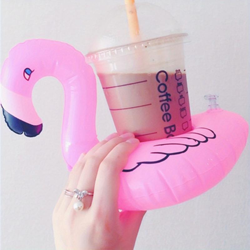 Inflatable Flamingo Cup Holder for Pool Fun