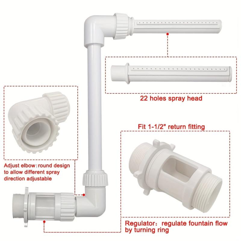 Adjustable Waterfall Pool Fountain Spray Nozzle for In/Above Ground Pools