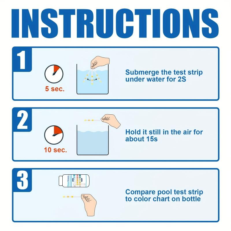 50pcs 3 In 1 Chlorine PH Test Strips Water Tester Paper for SPA Swimming Pool