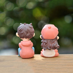 Micro Landscape Couple DIY Resin Crafts Ornaments Set for Outdoor Holiday Decor