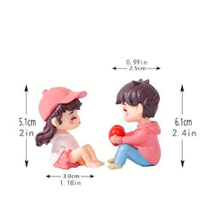 Micro Landscape Couple DIY Resin Crafts Ornaments Set for Outdoor Holiday Decor