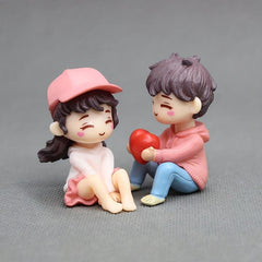 Micro Landscape Couple DIY Resin Crafts Ornaments Set for Outdoor Holiday Decor