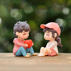 Micro Landscape Couple DIY Resin Crafts Ornaments Set for Outdoor Holiday Decor