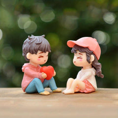 Micro Landscape Couple DIY Resin Crafts Ornaments Set for Outdoor Holiday Decor