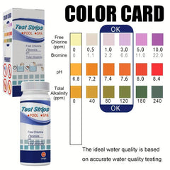 50pcs Water Test Paper PH Test Paper Swimming Pool Residual Chlorine