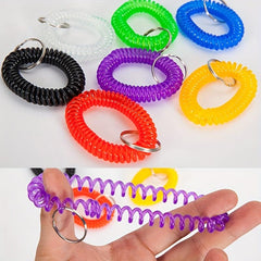 7pcs Wrist Keychain Wristlet Coil Key Chain Spiral Key Ring Bracelet
