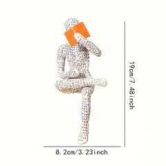 2pcs Reading Woman Statue Elegant Garden Patio Bookshelf Decor