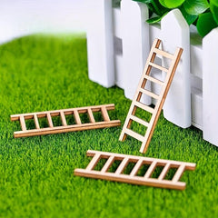 10pcs Mini Wooden Ladder Fairy Garden Dollhouse Decor DIY Craft Accessory