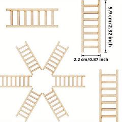 10pcs Mini Wooden Ladder Fairy Garden Dollhouse Decor DIY Craft Accessory