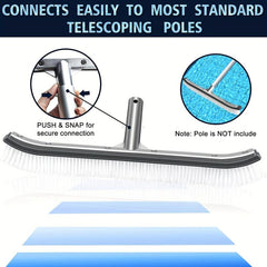 1pc Pool Wall & Tile Brush Aluminum Back Cleaning Brush Head Nylon Bristles