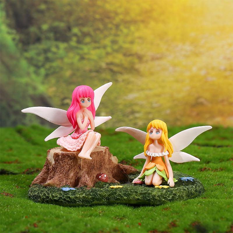 Set of 4 Flower Fairy Pixie Wings for Garden & Dollhouse