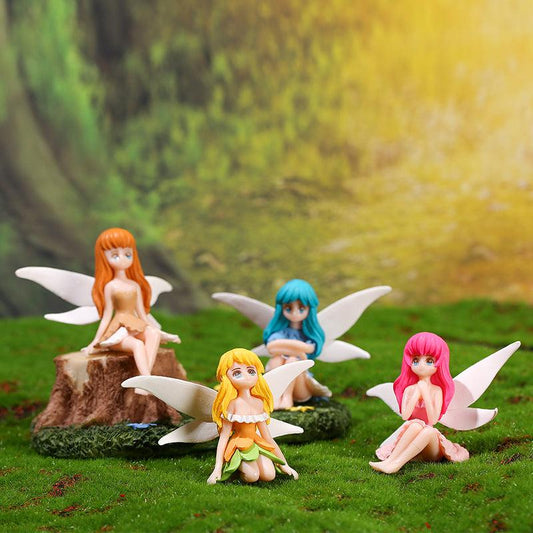 Set of 4 Flower Fairy Pixie Wings for Garden & Dollhouse