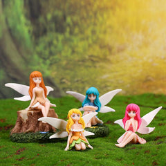 Set of 4 Flower Fairy Pixie Wings for Garden & Dollhouse