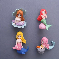 4pcs Mermaid Ornaments Shell Mermaid Cartoon Doll Decoration