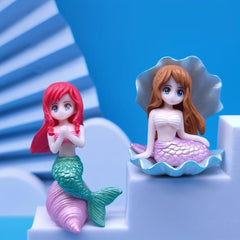 4pcs Mermaid Ornaments Shell Mermaid Cartoon Doll Decoration